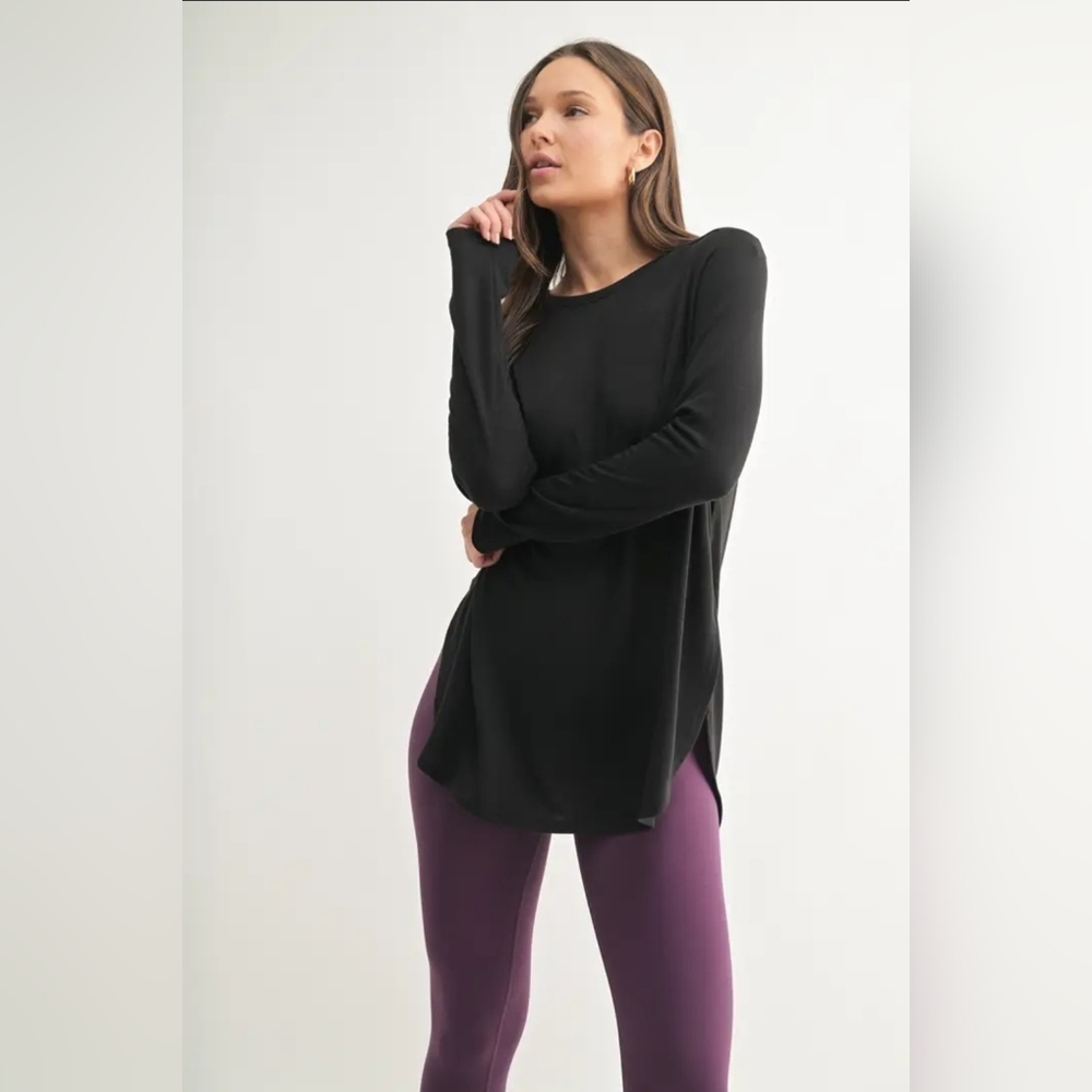 Mono B Black Long Sleeve Tunic Top
